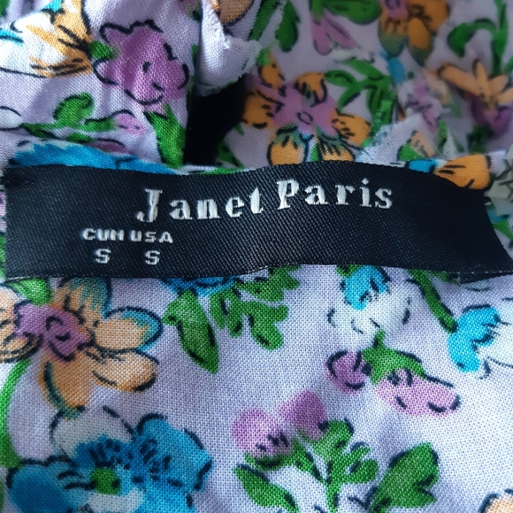 Janet Paris floral ruffle and button tank top with lace overlay size small - Picture 11 of 13